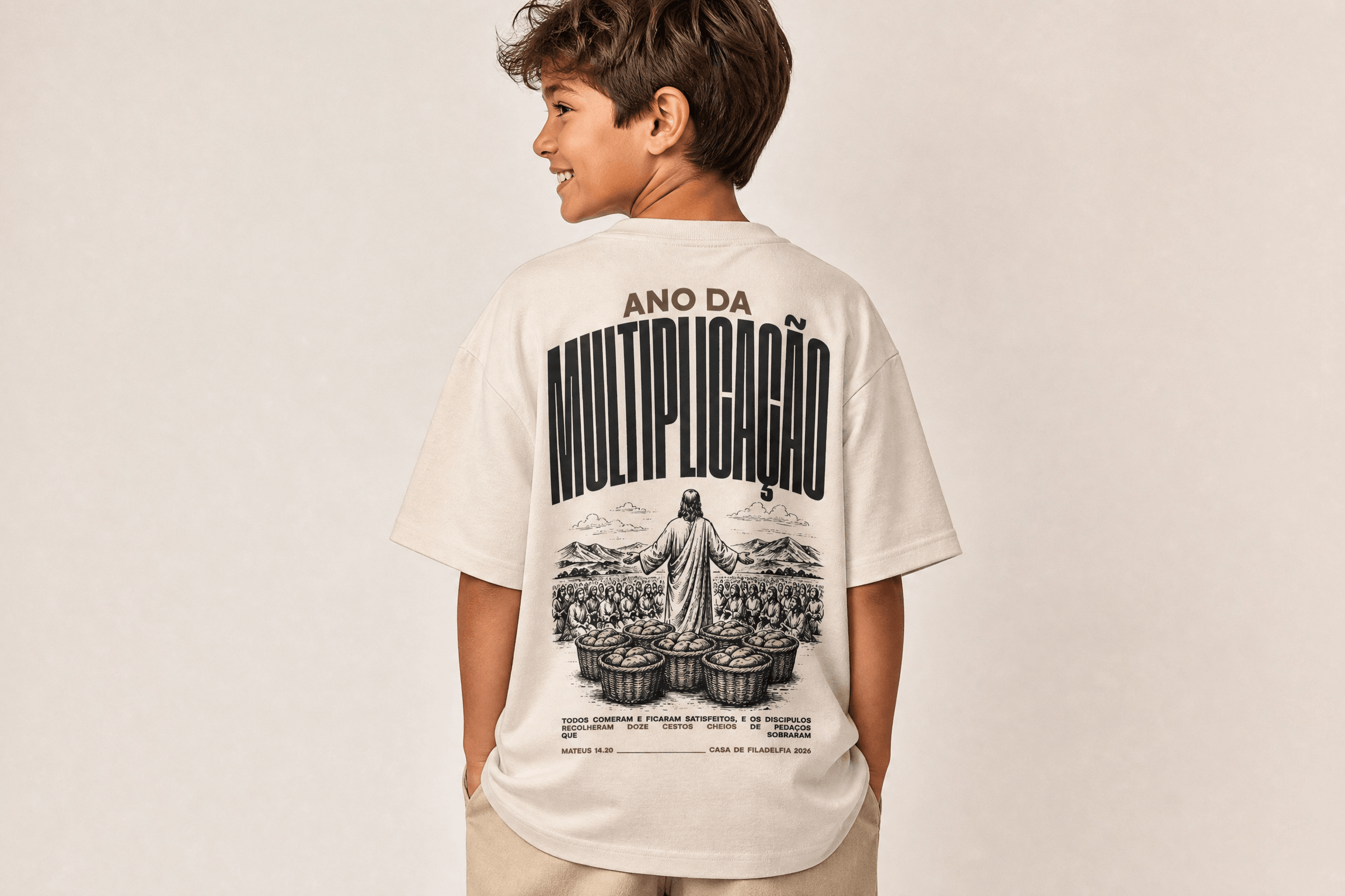 Camiseta Multiplicação Off-White · Infantil