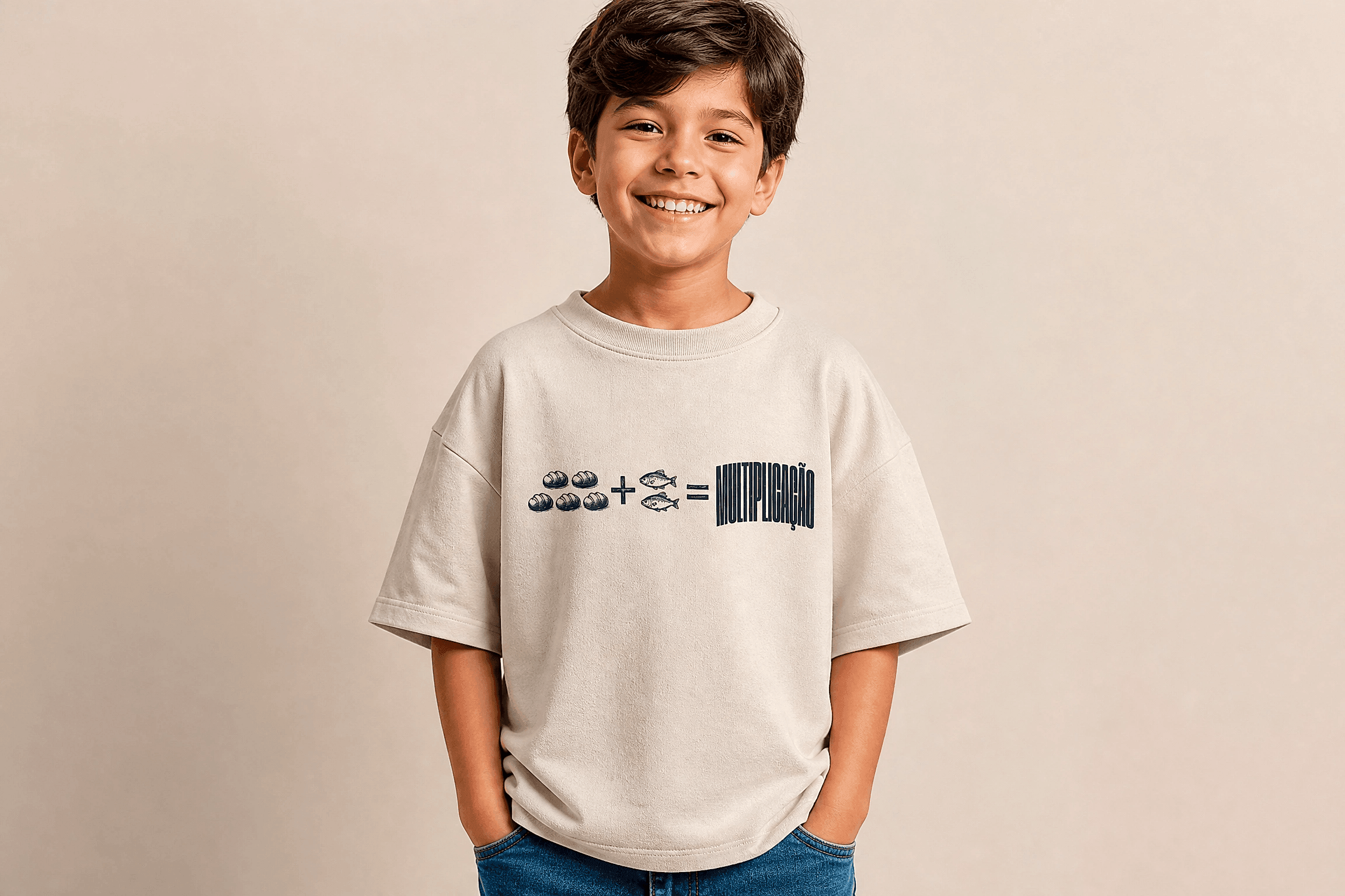 Camiseta Multiplicação Off-White · Infantil